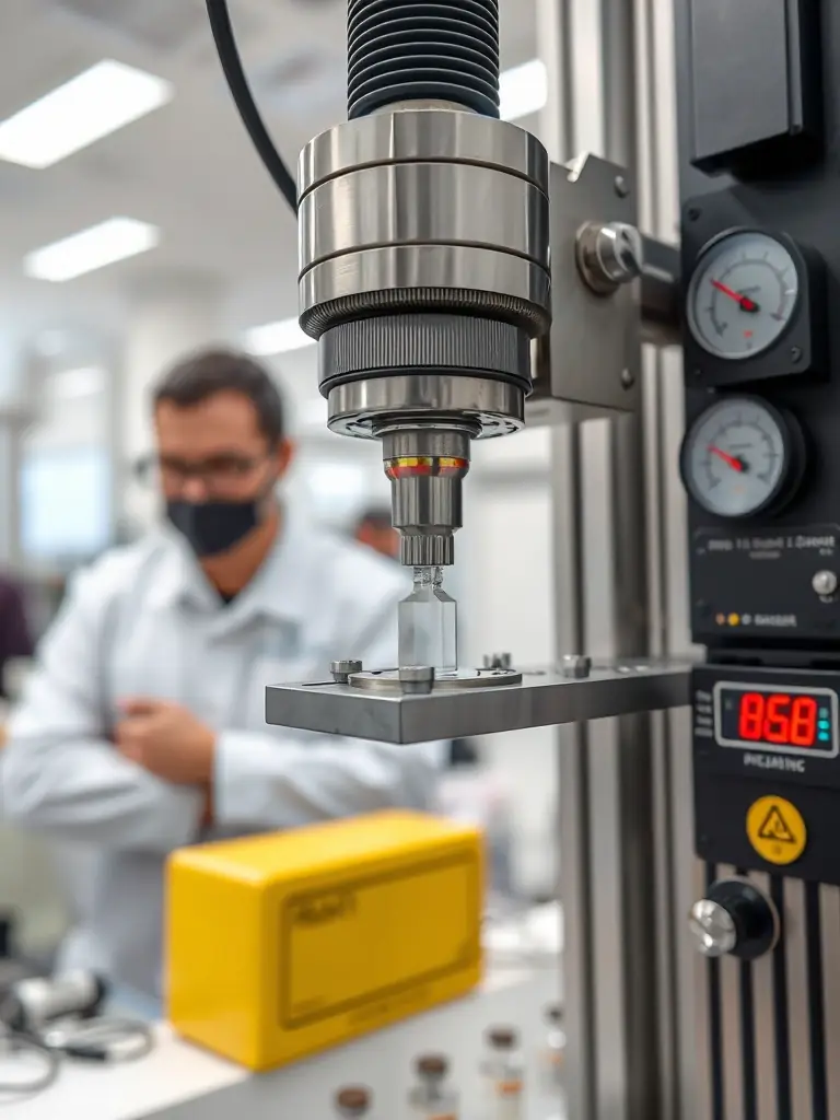 A visual representation of performance testing, showing an adhesive bond undergoing stress testing to measure its strength and durability in a Labsure lab.