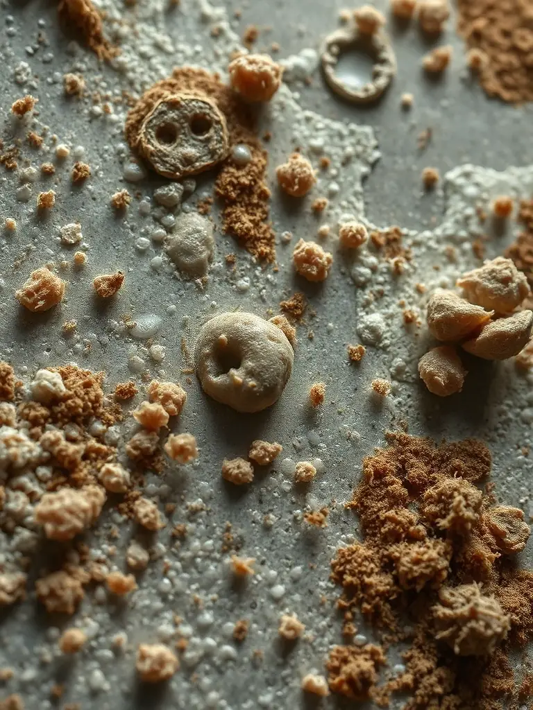 A microscopic view of a surface showing residue or contamination, highlighting the need for problem diagnosis in cleaning agent formulations.
