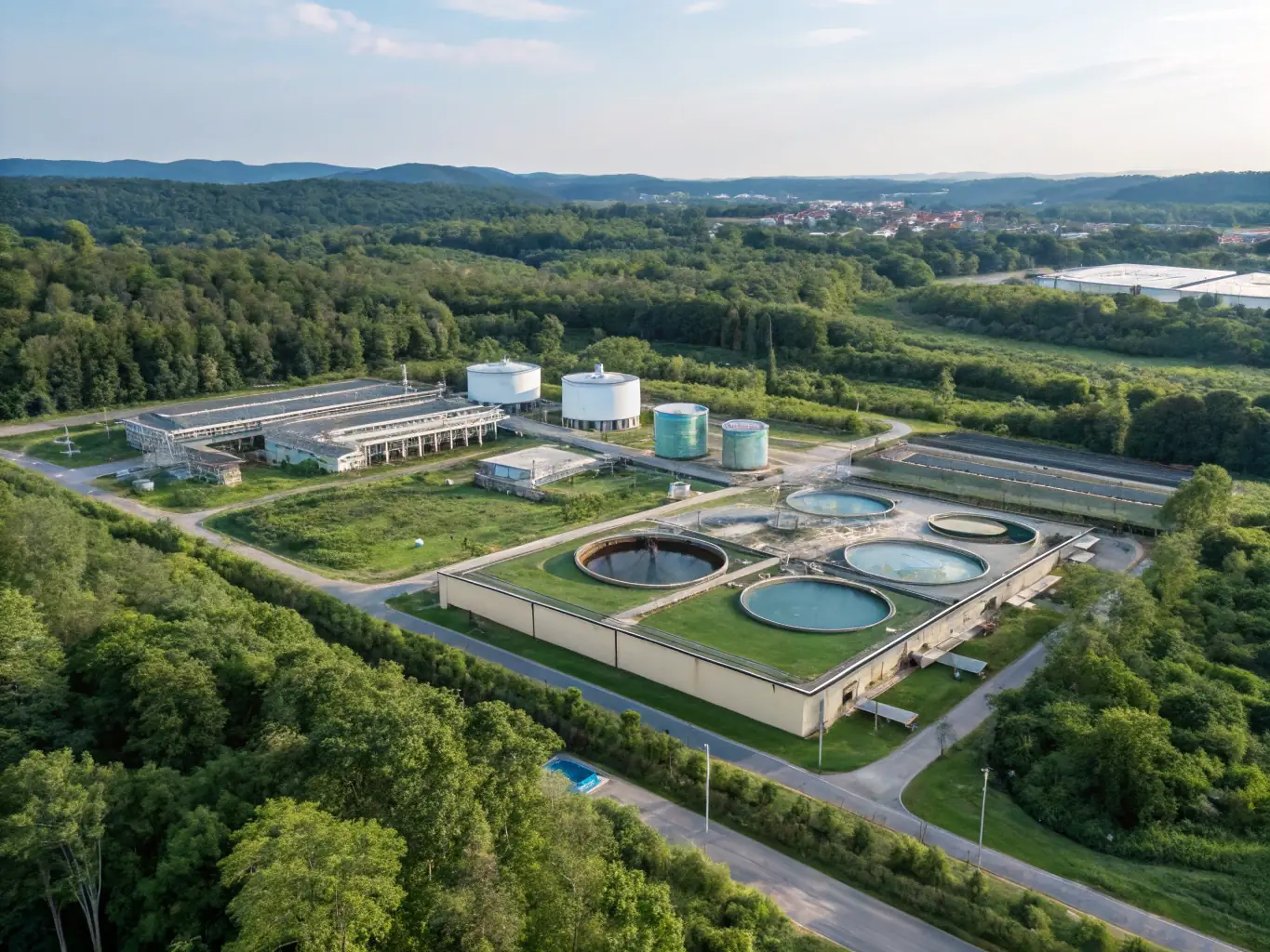 An image showcasing the positive environmental impact of water treatment, such as reduced pollution and conservation of water resources.