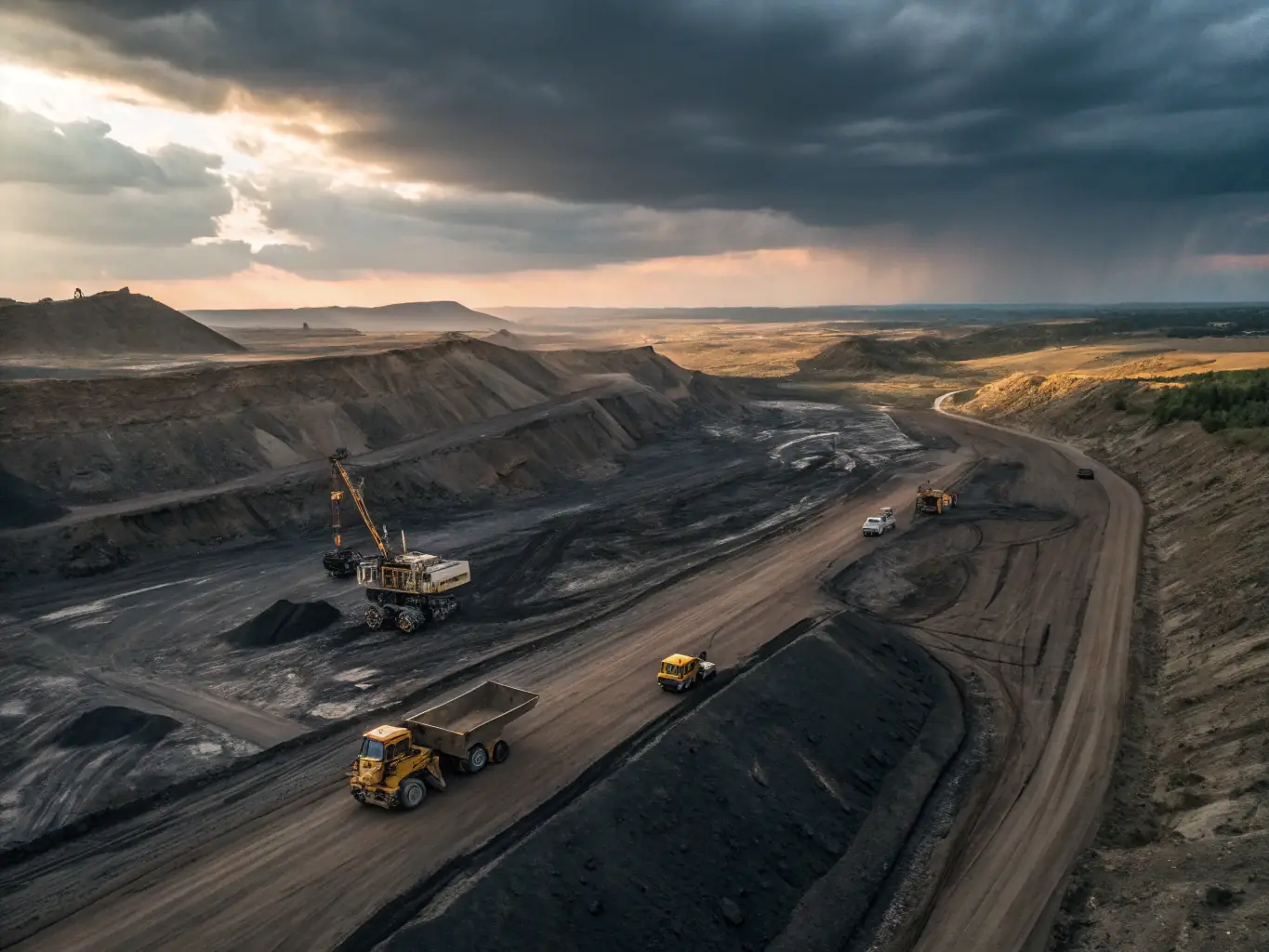 A before-and-after image showcasing the difference in dust levels at a mining site before and after implementing Labsure's dust control measures.