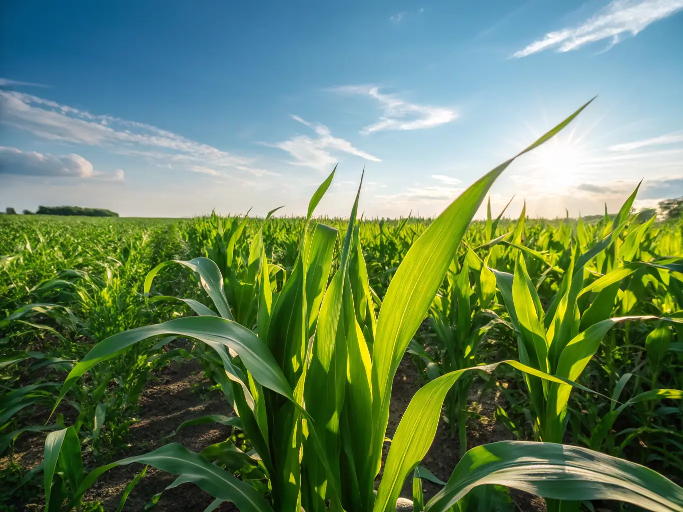 A close-up shot of a healthy crop field, showcasing vibrant green plants, symbolizing improved crop yields and enhanced agricultural productivity through effective adjuvant use.
